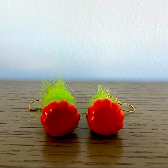 Russ Troll Earrings Green Hair Pumpkin Halloween Good Luck Jewelry Fun - Picture 4 of 4